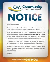 Temporary Closure Notice - October 29, 2025