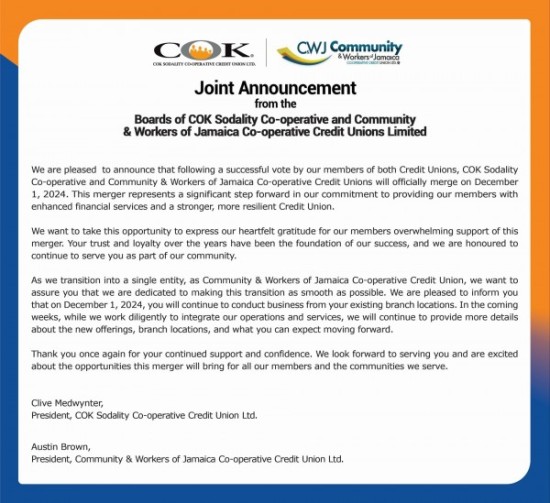 NOTICE - JOINT ANNOUNCEMENT
